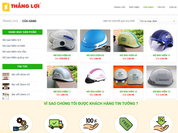 Tiêu chí đánh giá thiết kế website bán nón bảo hiểm