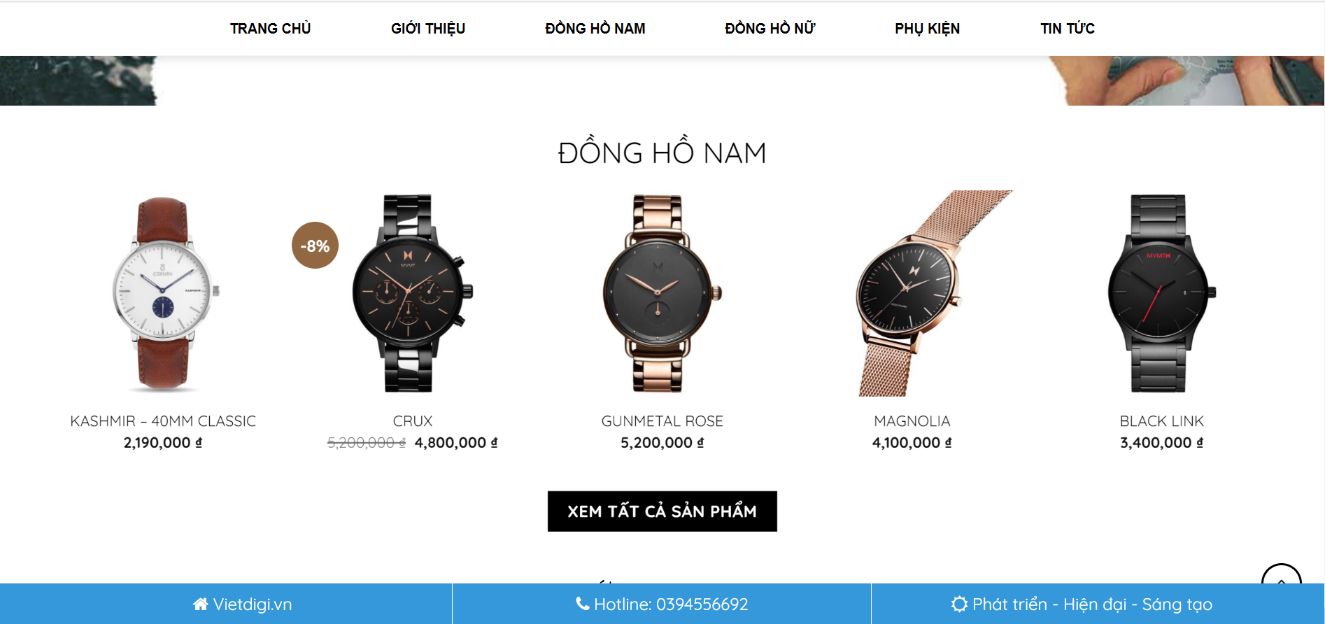 Thiết kế website bán đồng hồ giao diện ấn tượng 