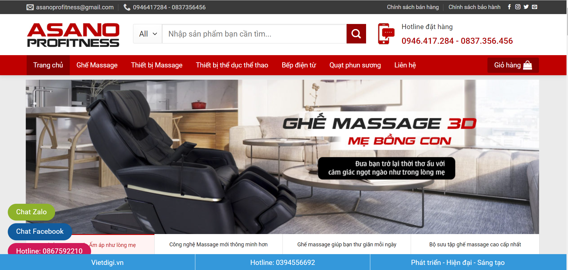 Thiết kế website bán ghế matxa thu hút