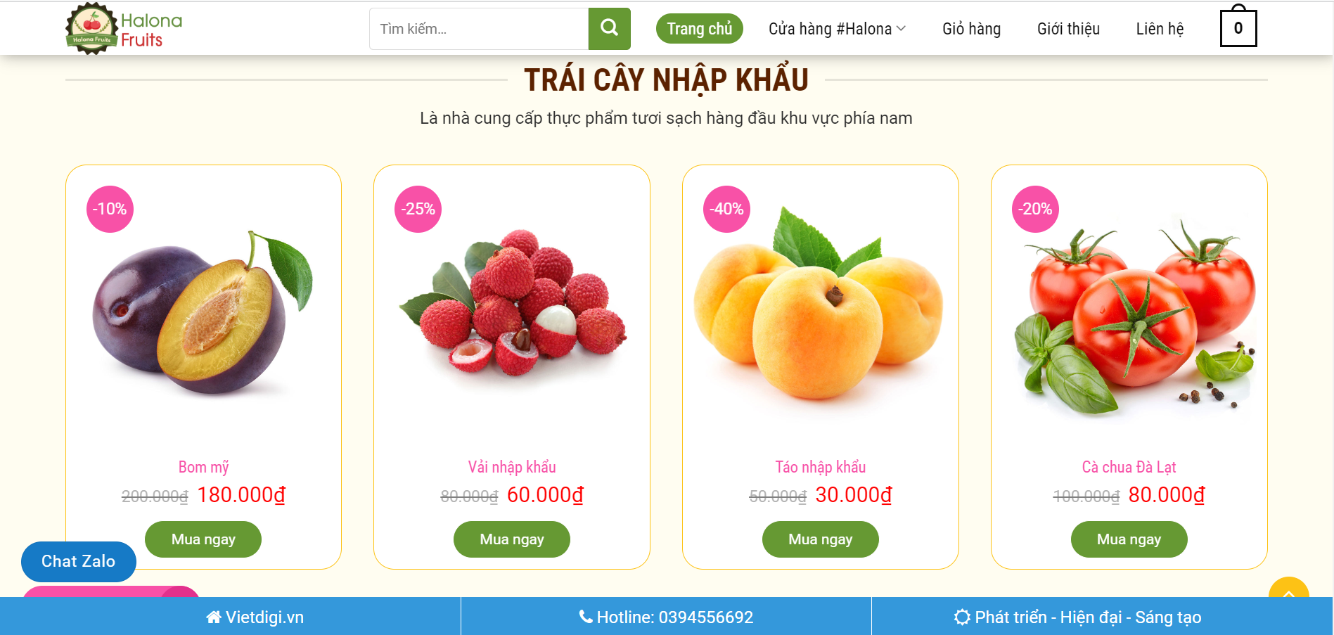 Thiết kế website bán trái cây hình ảnh ấn tượng 
