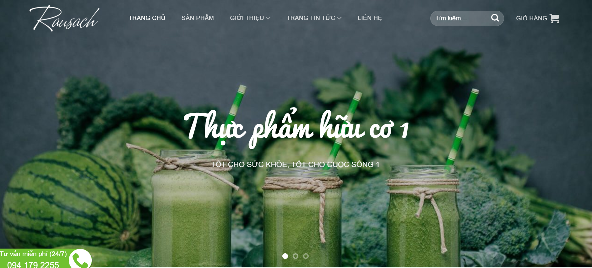 Thiết kế website thực phẩm hữu cơ giao diện chuẩn 
