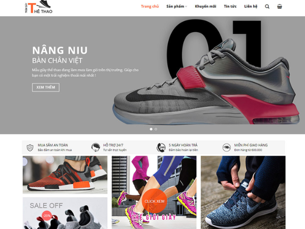 Thiết kế website bán giày thể thao chuyên nghiệp