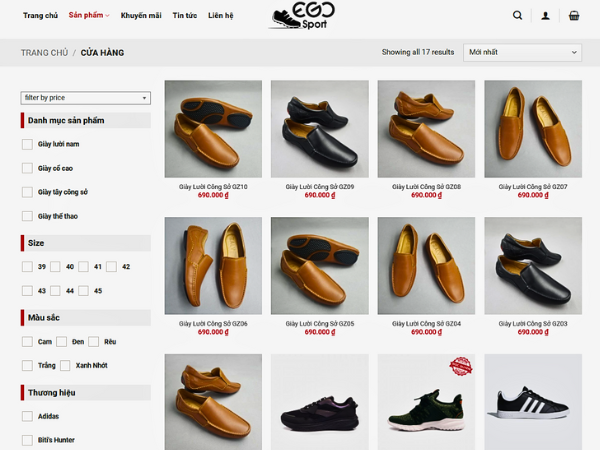 Các tiêu chuẩn quan trọng khi thiết kế website bán giày nam